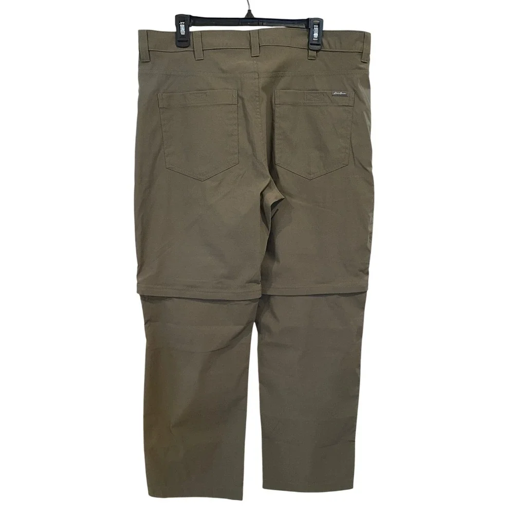 Eddie Bauer Mens Convertible Tech Pant Olive Green 38x30‎ Zip Off Hiking Shorts